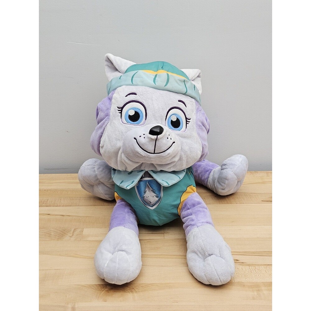 LARGE Paw Patrol EVEREST Plush Stuffed Animal Pup Nickelodeon Spin MASTER Husky